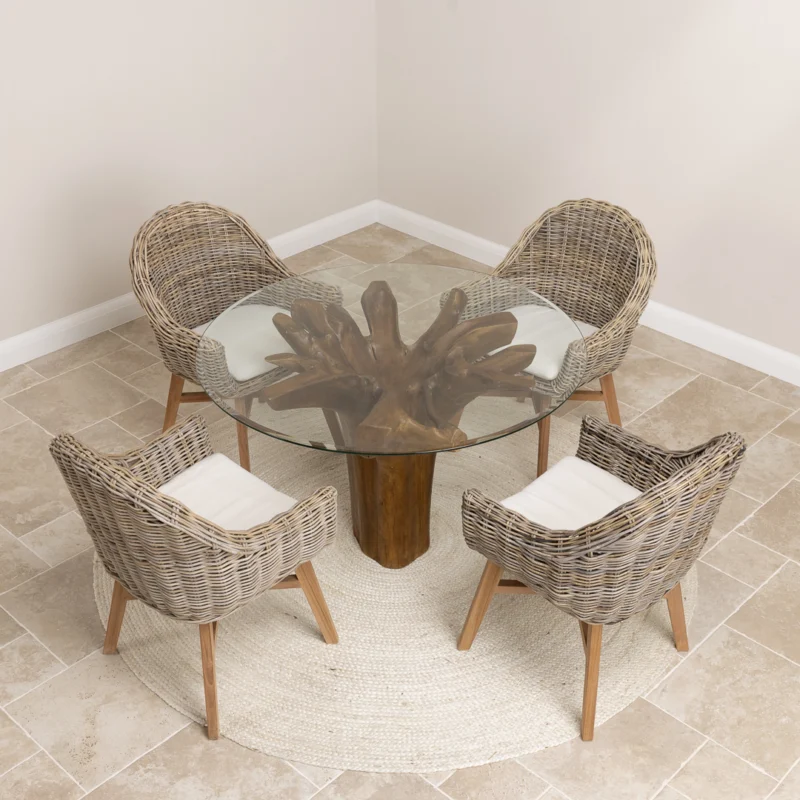 Hara Compact 4 Seater Dining Set with Scandi Armchairs