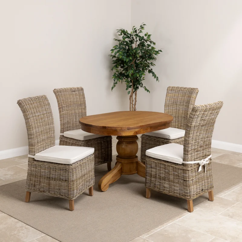 Cairn 4 Seater Dining Set with Natural Kubu Chairs