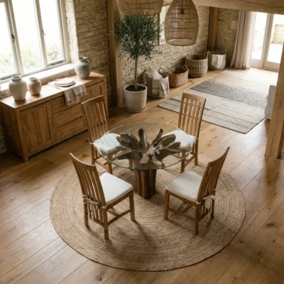 Hara Compact 4 Seater Dining Set with Reclaimed Teak Chairs