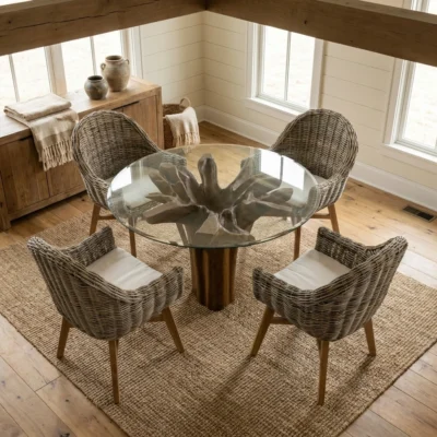 Hara Compact 4 Seater Dining Set with Scandi Armchairs
