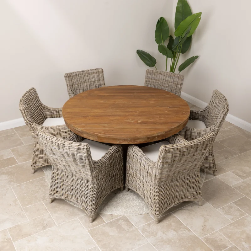 Country 6 Seater Dining Set with Natural Kubu Chairs