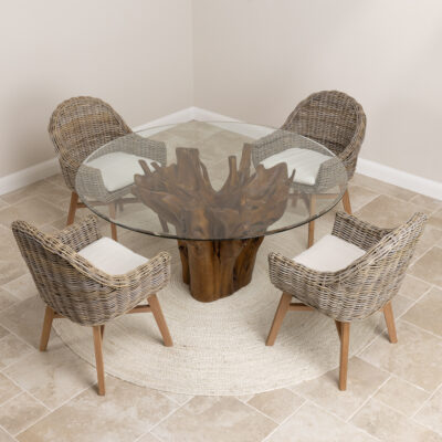 Hara 4 Seater Dining Set with Scandi Armchairs