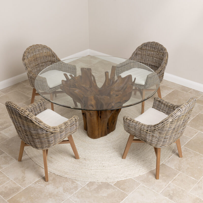 Hara 4 Seater Dining Set with Scandi Armchairs