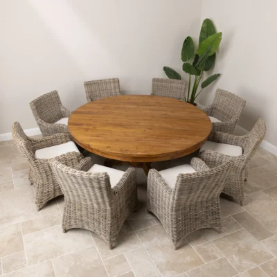Country 8 Seater Dining Set with Natural Kubu Chairs