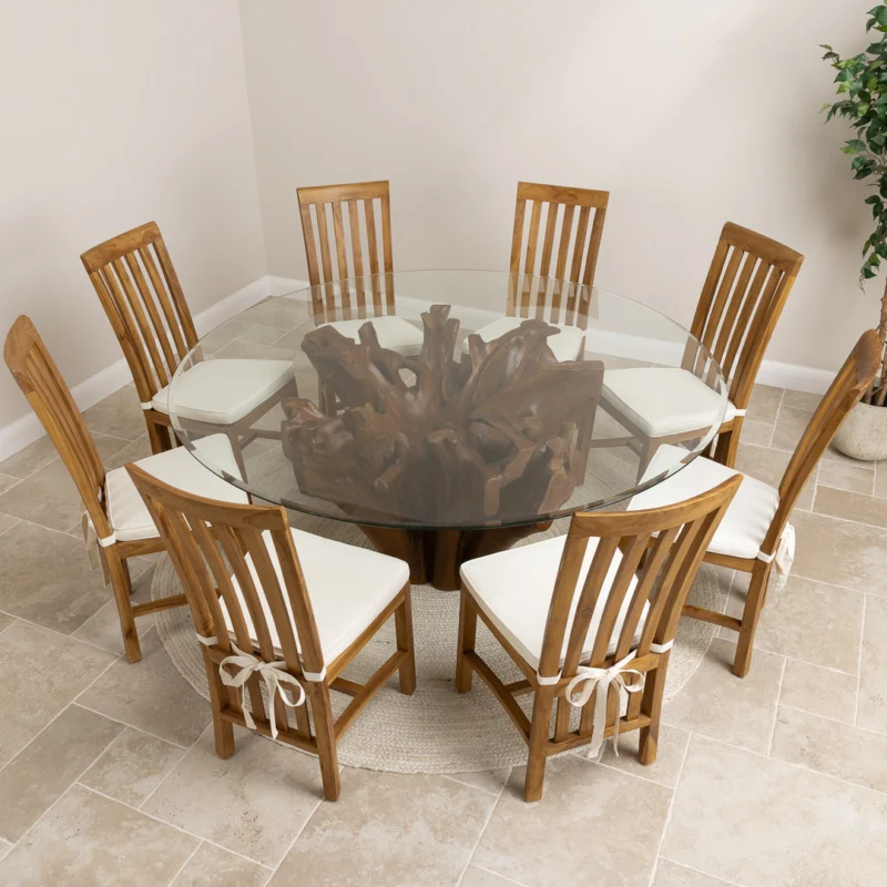 Hara 8 Seater Dining Set with Reclaimed Teak Chairs