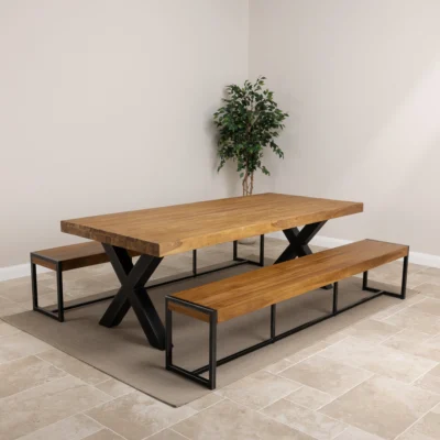 Urban Fusion 8 Seater Cross Leg Bench Dining set with 2 Benches