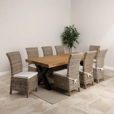 Urban Fusion 6 or 8 Seater Dining Set with Natural Kubu Chairs
