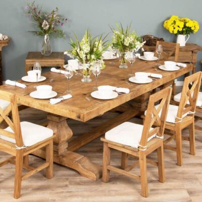 Emara 6 or 8 Seater Bench Dining Set with Etana Chairs
