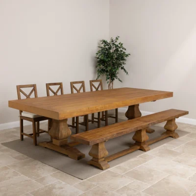 Emara 8 or 10 Seater Bench Dining Set with Etana Chairs