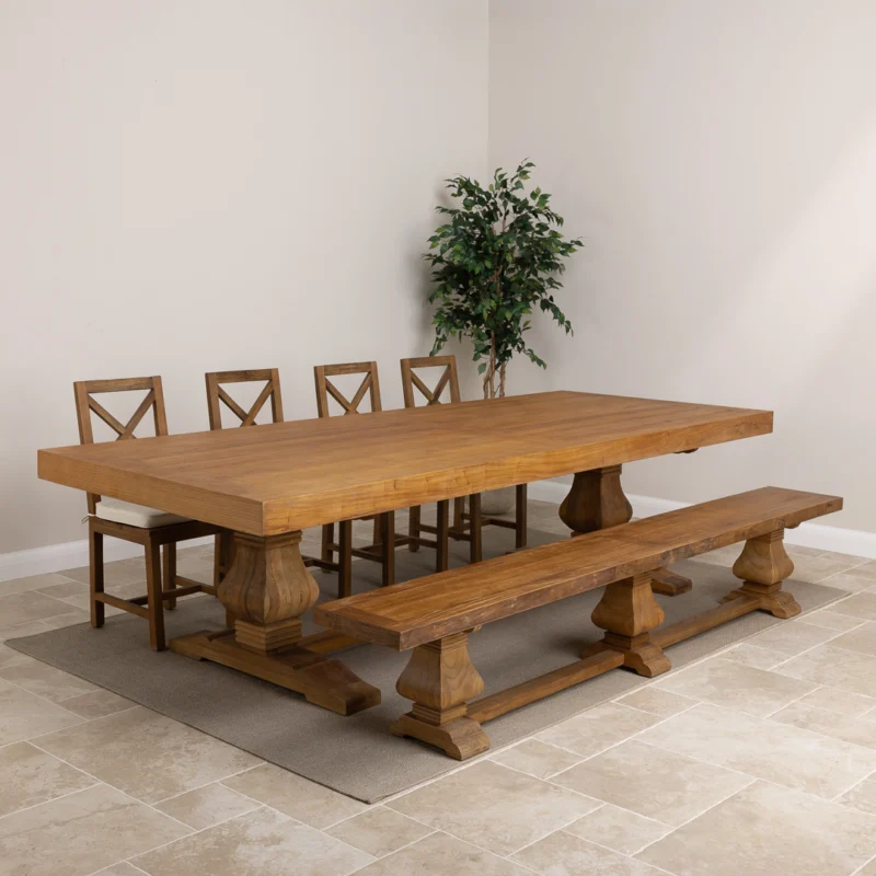 Emara 8 or 10 Seater Bench Dining Set with Etana Chairs