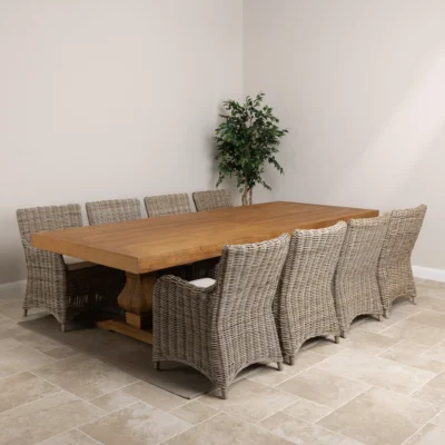 Emara 8 or 10 Seater Dining Set with Natural Kubu Chairs