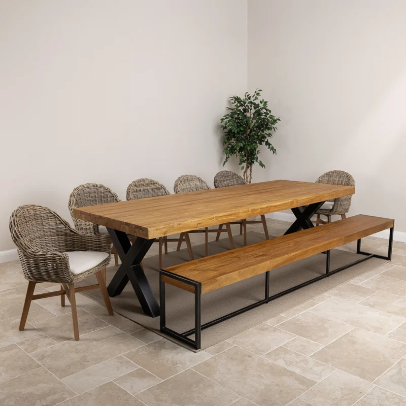 Urban Fusion 8 or 10 Seater Bench Dining Set with Scandi Armchairs