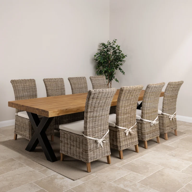 Urban Fusion 8 or 10 Seater Dining Set with Natural Kubu Chairs