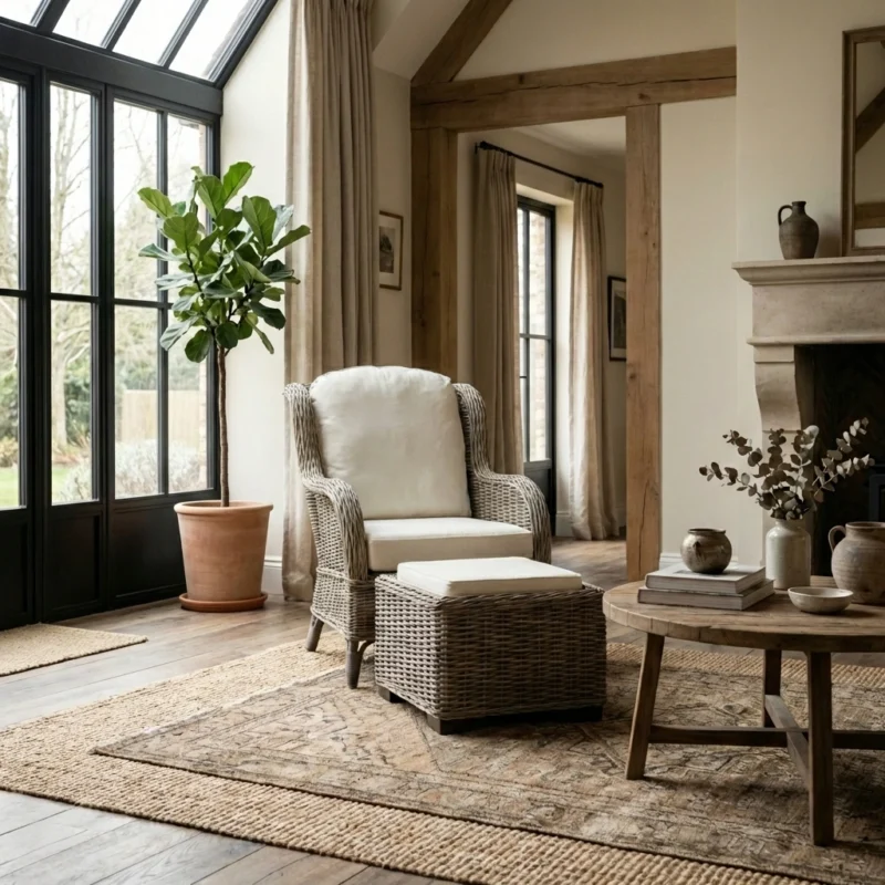 Jumo Sofa Chair & Footstool Set