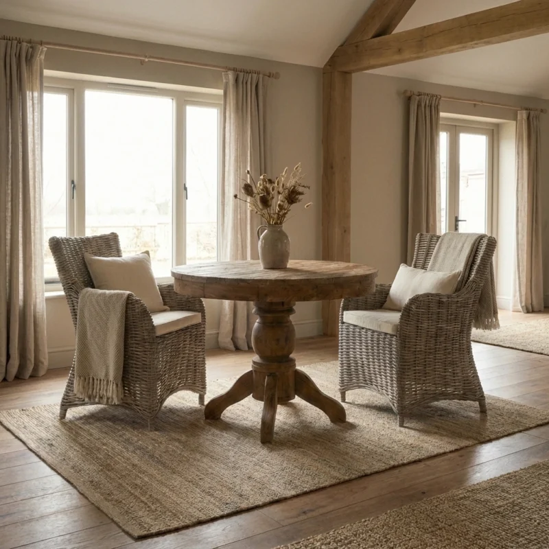 Country 2 Seater Dining Set with Natural Kubu Chairs