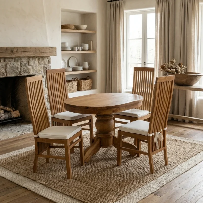 Cairn 4 Seater Dining Set with Reclaimed Teak Chairs