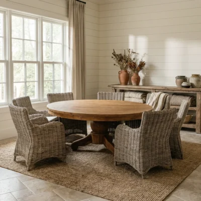 Country 8 Seater Dining Set with Natural Kubu Chairs