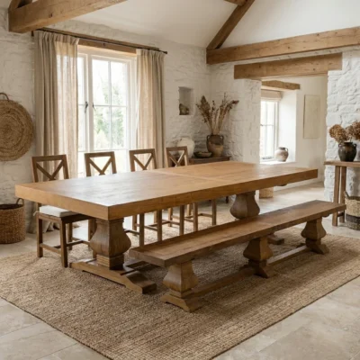 Emara 8 or 10 Seater Bench Dining Set with Etana Chairs