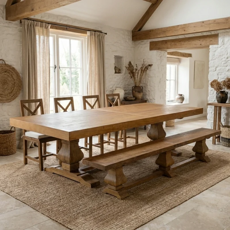 Emara 8 or 10 Seater Bench Dining Set with Etana Chairs
