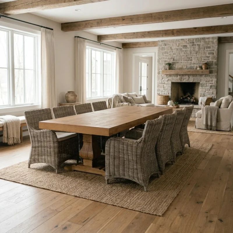 Emara 8 or 10 Seater Dining Set with Natural Kubu Chairs