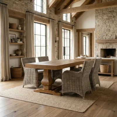 Emara 4 or 6 Seater Dining Set with Natural Kubu Chairs