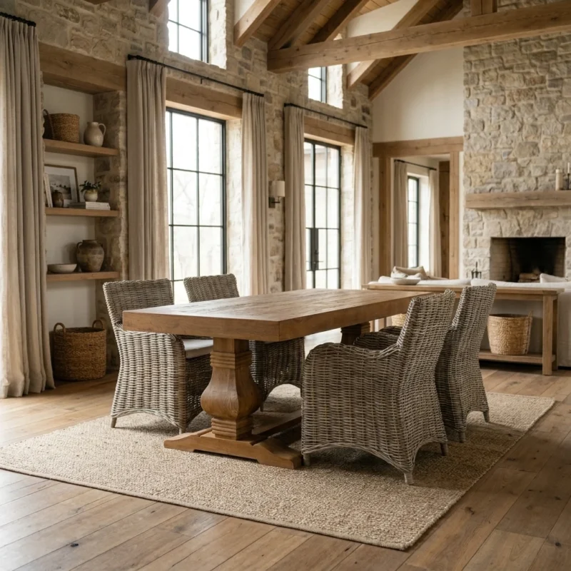 Emara 4 or 6 Seater Dining Set with Natural Kubu Chairs