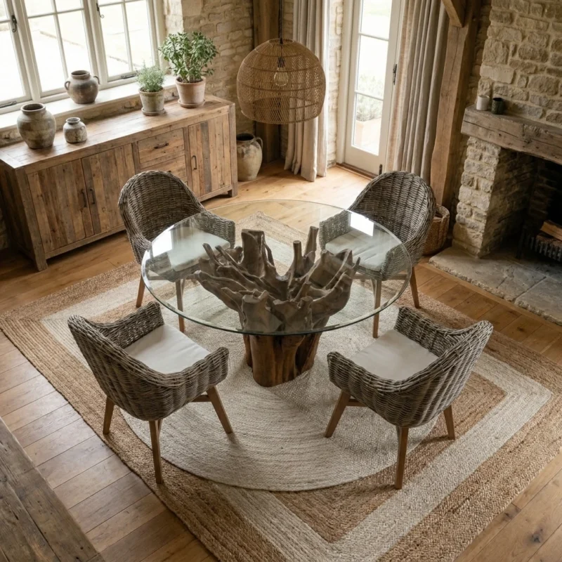 Hara 4 Seater Dining Set with Scandi Armchairs