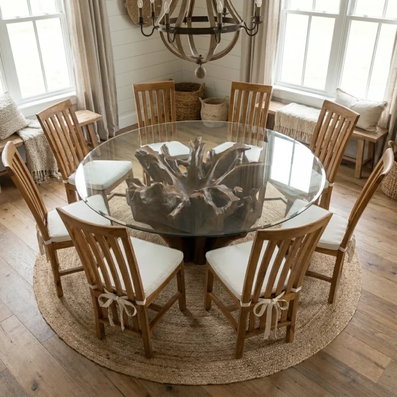Hara 8 Seater Dining Set with Reclaimed Teak Chairs