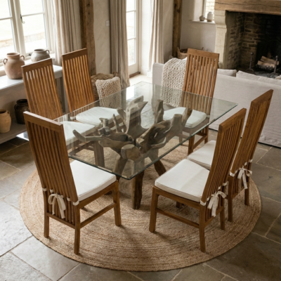 Hiloa 4 or 6 Seater Dining Set with Reclaimed Teak Chairs