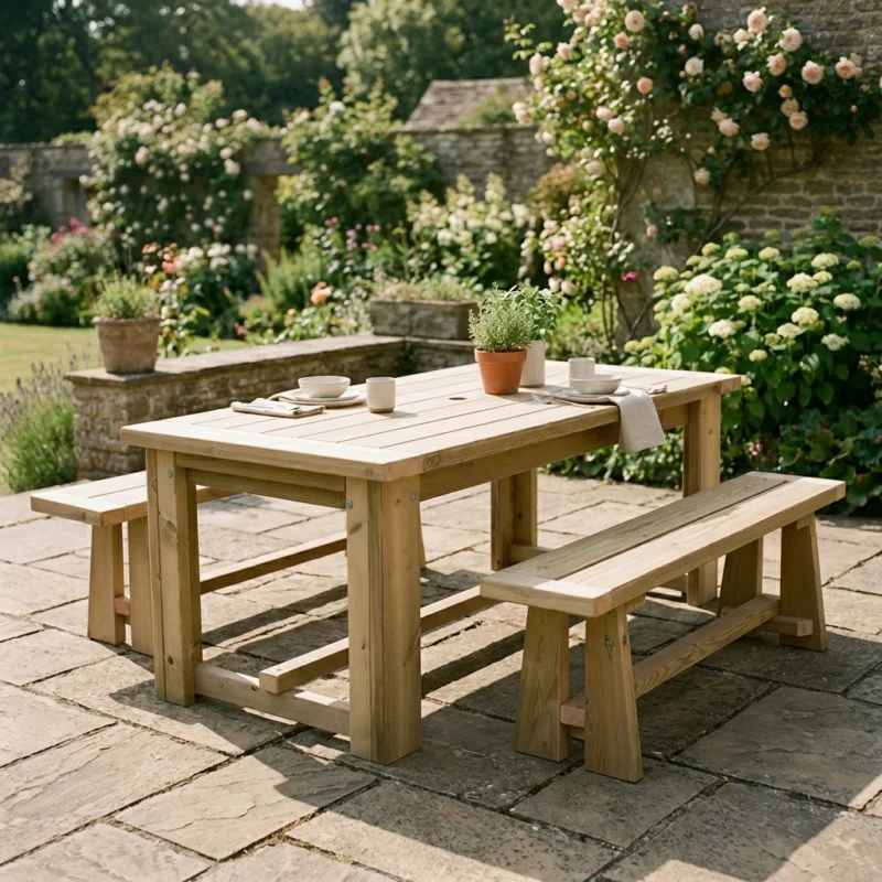 Fowey 8 Seater Bench Dining Set