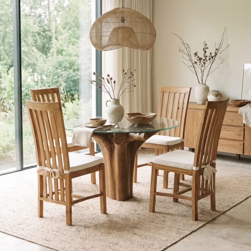 Hara Compact 4 Seater Dining Set with Reclaimed Teak Chairs