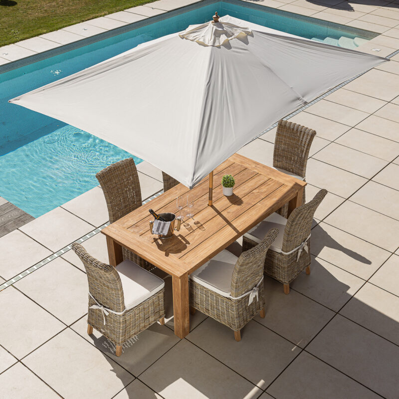 Onyx 4 or 6 Seater Dining Set with Natural Kubu Chairs