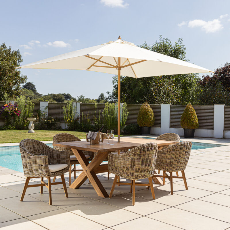 Eros 4 or 6 Seater Dining Set with Scandi Armchairs