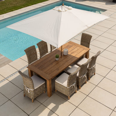 Onyx 6 or 8 Seater Dining Set with Natural Kubu Chairs