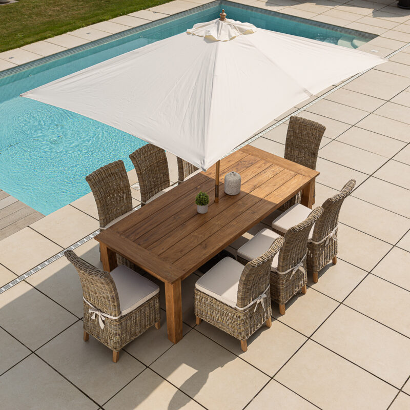 Onyx 6 or 8 Seater Dining Set with Natural Kubu Chairs