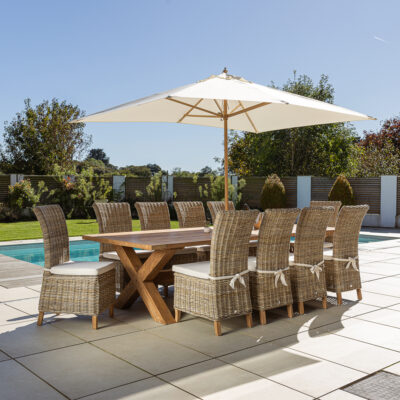 Eros 8 or 10 Seater Dining Set with Natural Kubu Chairs