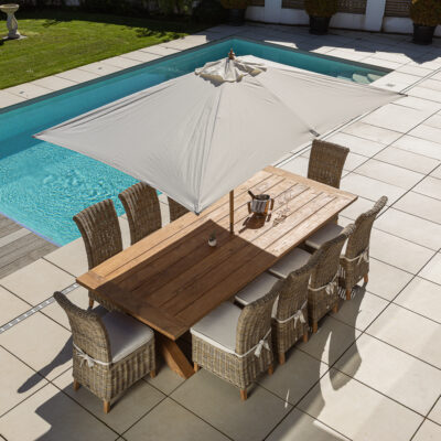 Eros 8 or 10 Seater Dining Set with Natural Kubu Chairs