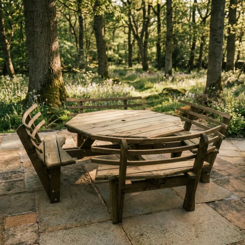 Kenwyn Octagonal Picnic Bench with Backrests