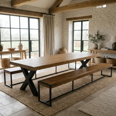 Urban Fusion 10 Seater Cross Leg Bench Dining Set with 2 Benches