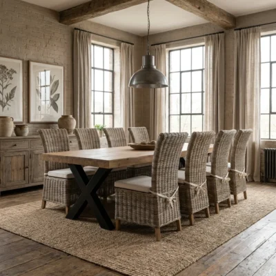 Urban Fusion 8 or 10 Seater Dining Set with Natural Kubu Chairs