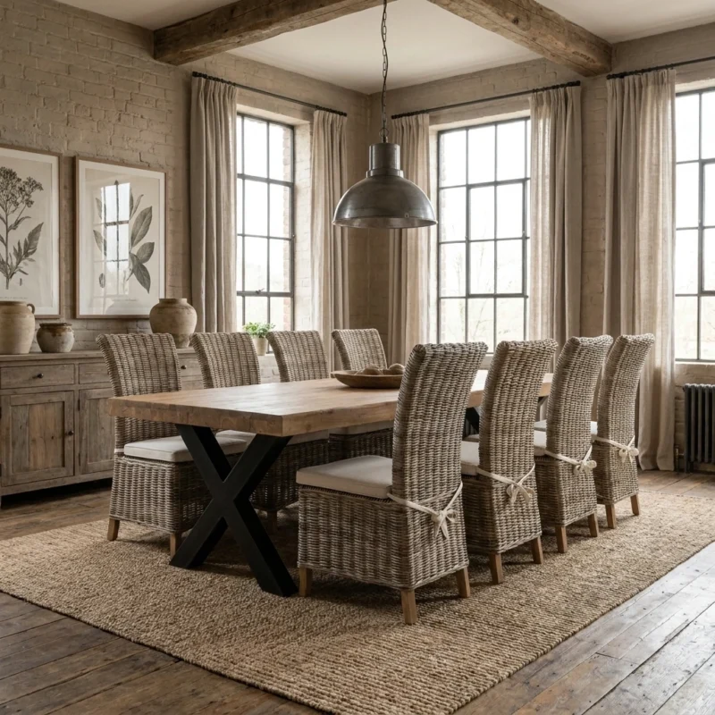 Urban Fusion 8 or 10 Seater Dining Set with Natural Kubu Chairs