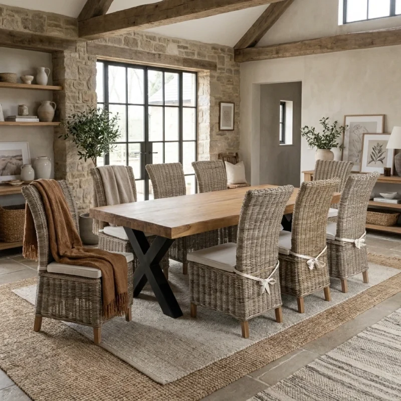 Urban Fusion 6 or 8 Seater Dining Set with Natural Kubu Chairs