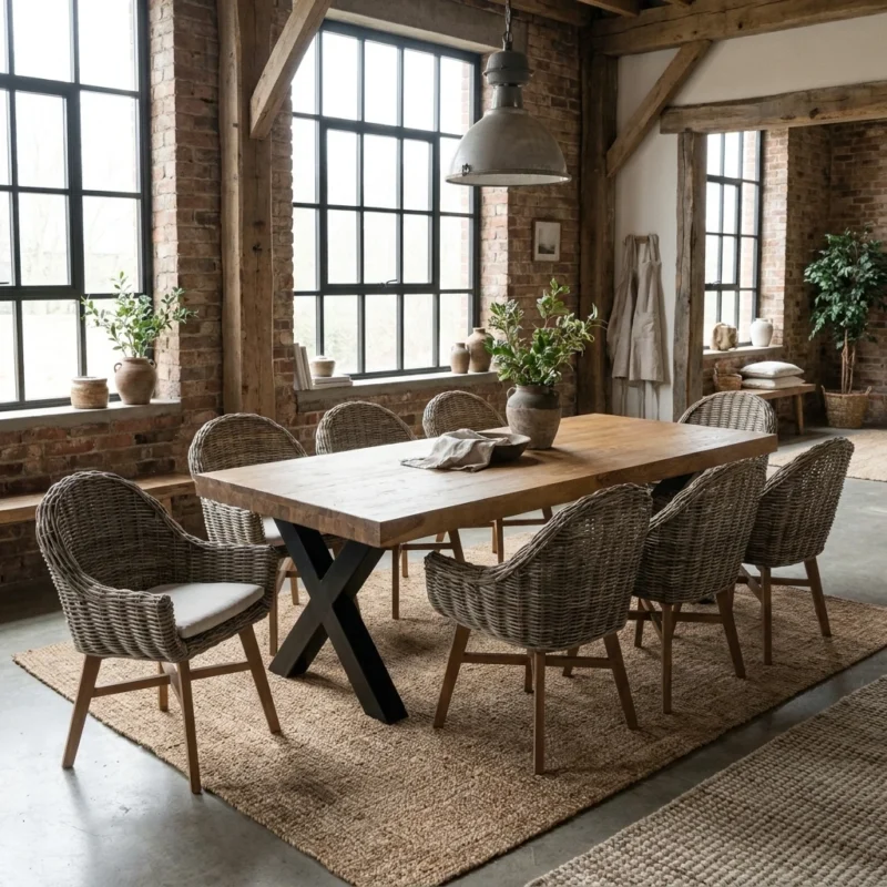 Urban Fusion 6 or 8 Seater Dining Set with Scandi Armchairs