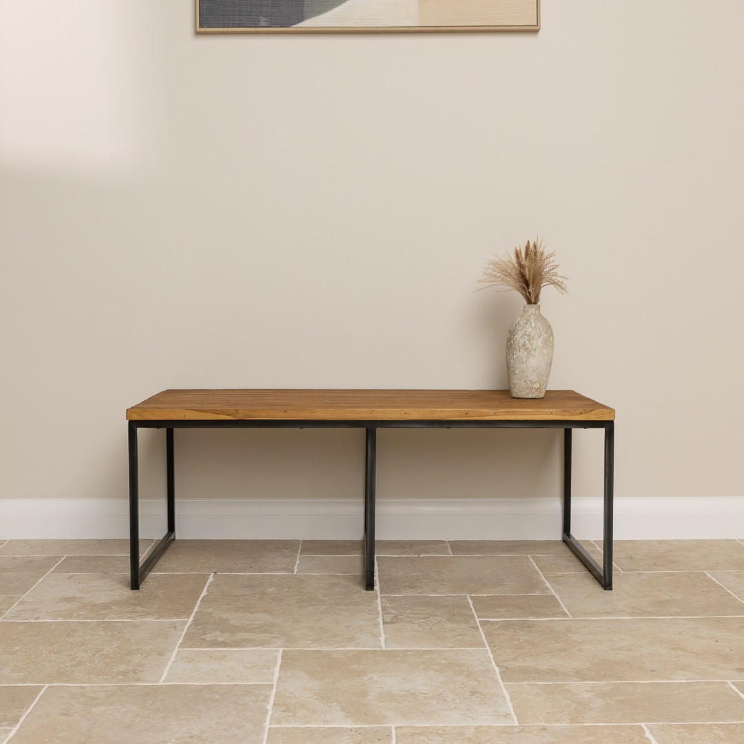 120cm x 60cm Reclaimed Teak Urban Fusion Nesting Coffee / Side Tables - Image 3