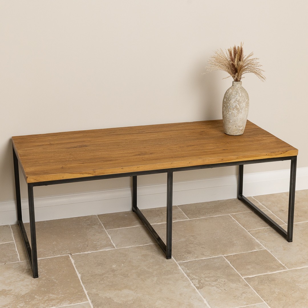 120cm x 60cm Reclaimed Teak Urban Fusion Nesting Coffee / Side Tables - Image 4