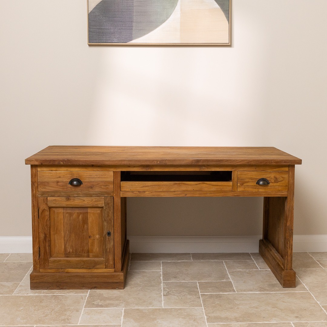Reclaimed Teak Chunky Office Desk - Image 2