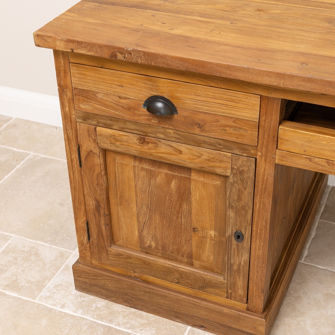 Reclaimed Teak Chunky Office Desk - Image 3