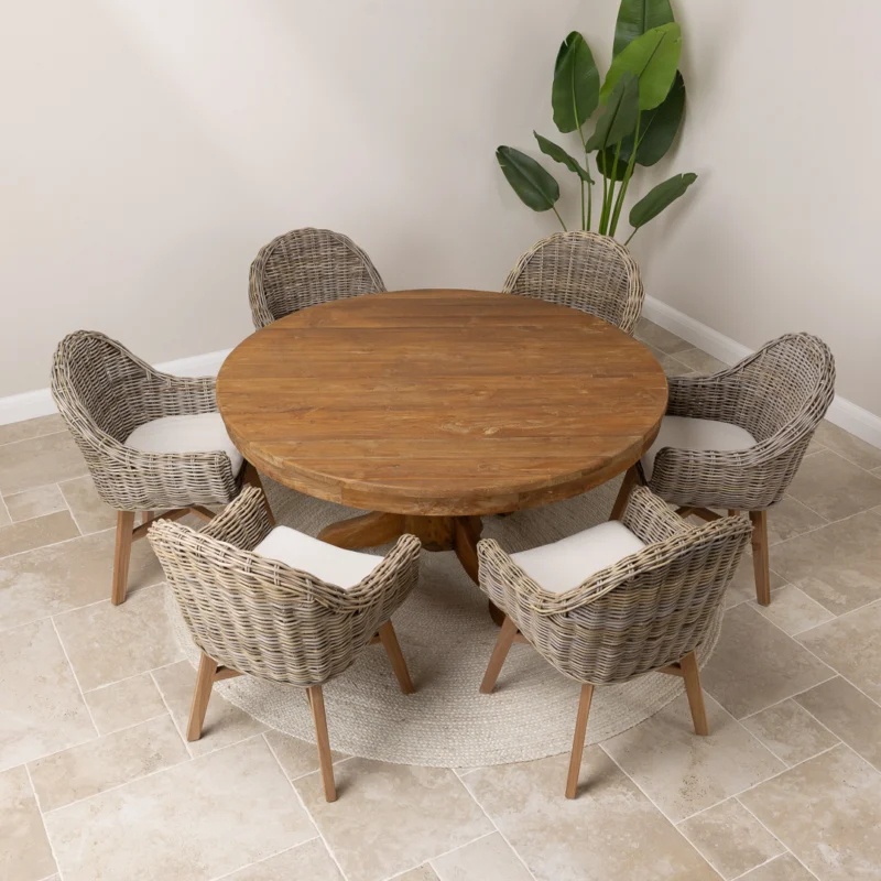 Country 6 Seater Dining Set with Scandi Armchairs