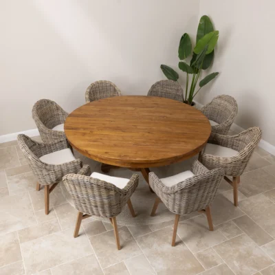 Country 8 Seater Dining Set with Scandi Armchairs