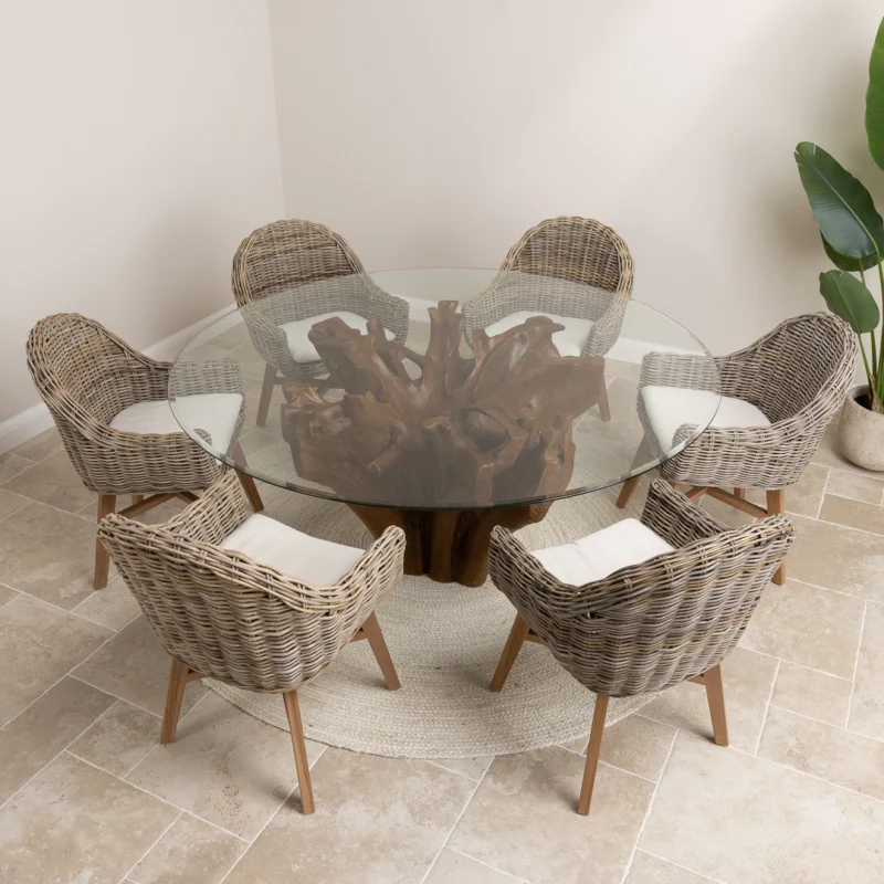 Hara 6 Seater Dining Set with Scandi Armchairs